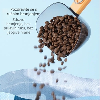Žlica za hranu mačke sa zatvaračem i dugom drškom, mjerena posuda sa skalom, velika žlica za pseću hranu
