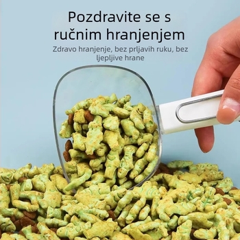 Žlica za hranu mačke sa zatvaračem i dugom drškom, mjerena posuda sa skalom, velika žlica za pseću hranu
