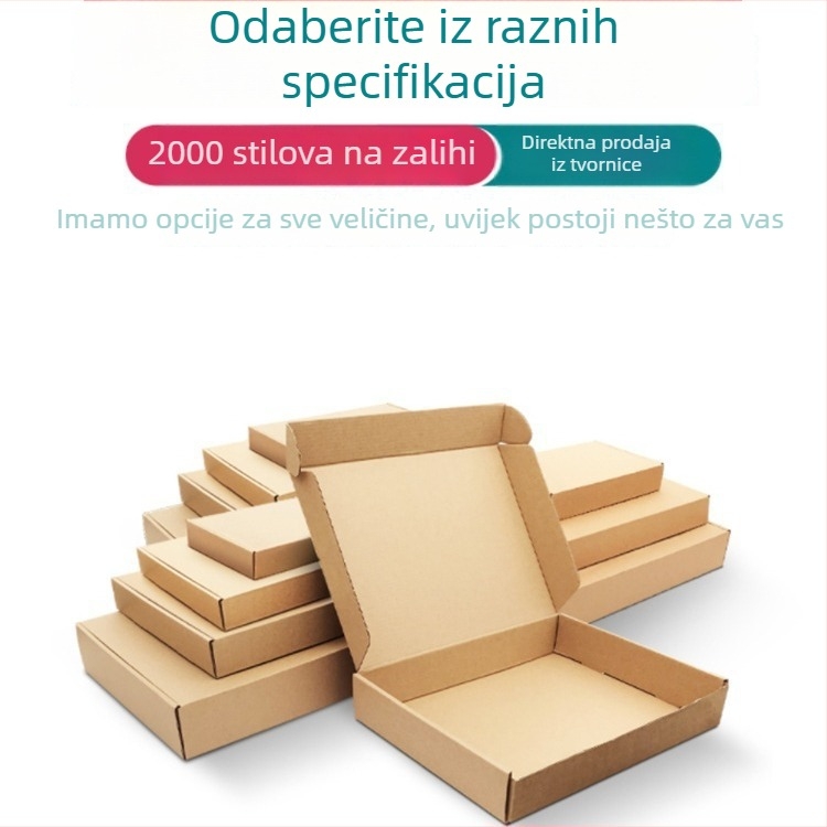 Izuzetno čvrsta kutija za pakiranje od kraft papira, prirodno drveni ton, pravokutnog oblika