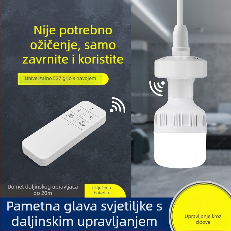 Bežični daljinski upravljač za E27 utičnicu lampe, univerzalni 220V pametni prekidač za spavaću sobu i LED žarulju
