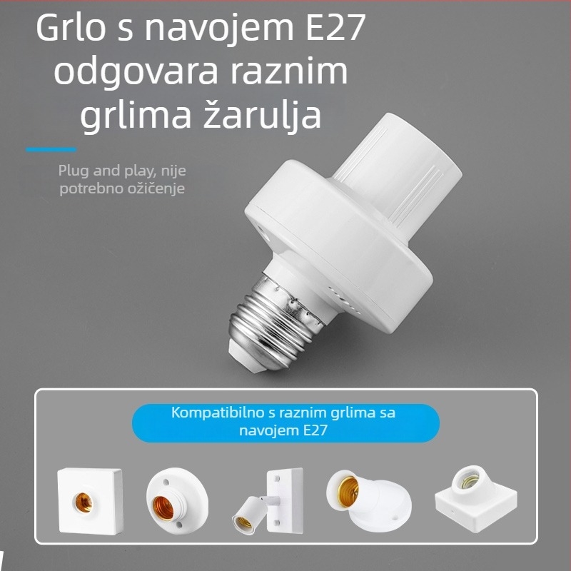 Bežični daljinski upravljač za E27 utičnicu lampe, univerzalni 220V pametni prekidač za spavaću sobu i LED žarulju