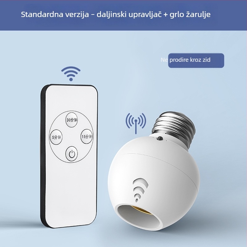 Bežični daljinski upravljač za E27 utičnicu lampe, univerzalni 220V pametni prekidač za spavaću sobu i LED žarulju