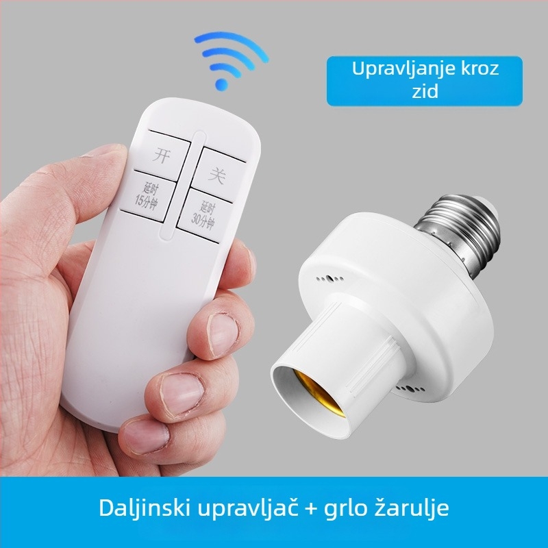 Bežični daljinski upravljač za E27 utičnicu lampe, univerzalni 220V pametni prekidač za spavaću sobu i LED žarulju