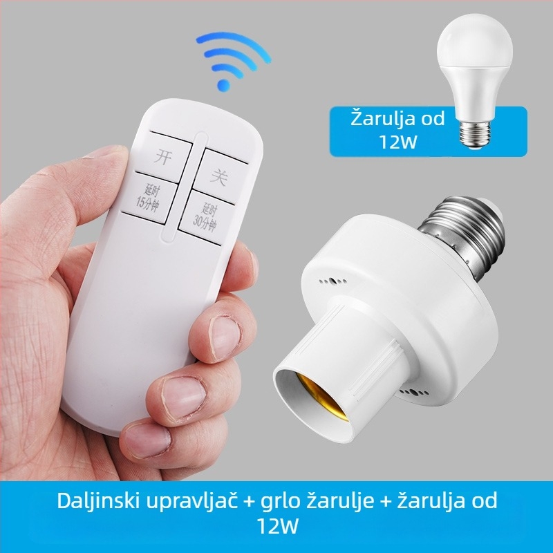 Bežični daljinski upravljač za E27 utičnicu lampe, univerzalni 220V pametni prekidač za spavaću sobu i LED žarulju