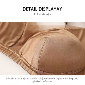 Mulberry svila satenski, 19 Momme, ultra-tanki bez žice, duboki V, skupljajući mrežni panel, 3/4 košarica