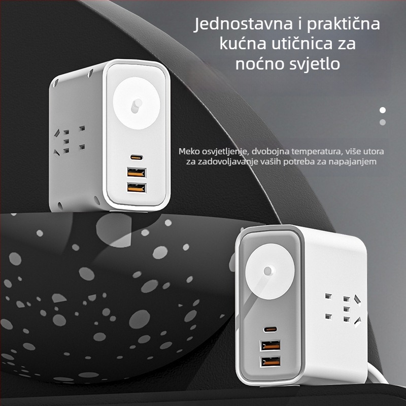 Pametni stolni vertikalni produžni blok s USB-om, višenamjenski za kućnu upotrebu i putovanja, s Type-C kabelom