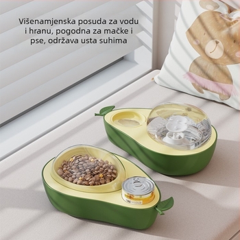 Dvostruka posuda za mačke s podrškom za vrat, automatska posuda za piće i posuda za sporo hranjenje