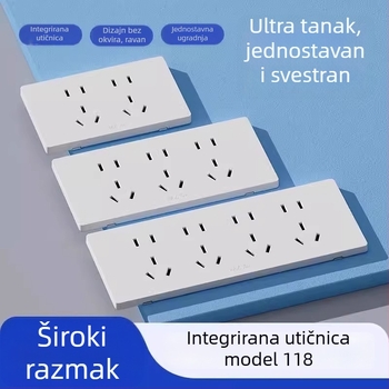 Tip 118 kombinirana prekidač i utičnica, zidni ugradbeni kuhinjski panel, ploča s više otvora (10/15/20 otvora), 10A
