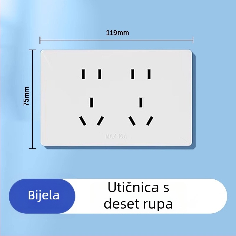 Tip 118 kombinirana prekidač i utičnica, zidni ugradbeni kuhinjski panel, ploča s više otvora (10/15/20 otvora), 10A