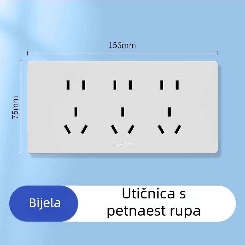 Tip 118 kombinirana prekidač i utičnica, zidni ugradbeni kuhinjski panel, ploča s više otvora (10/15/20 otvora), 10A