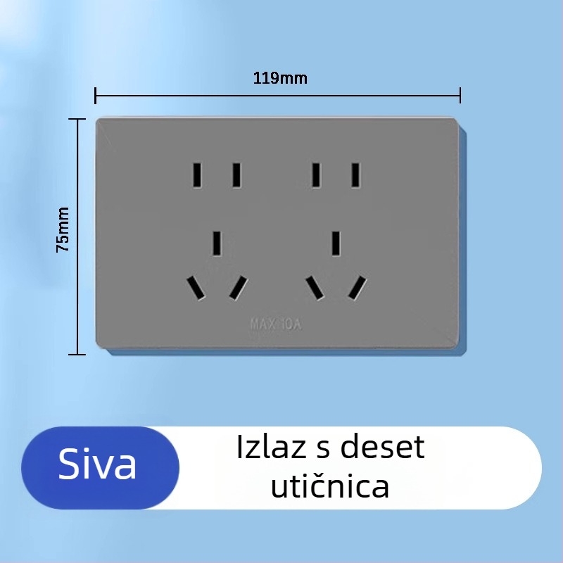 Tip 118 kombinirana prekidač i utičnica, zidni ugradbeni kuhinjski panel, ploča s više otvora (10/15/20 otvora), 10A