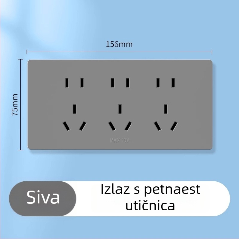Tip 118 kombinirana prekidač i utičnica, zidni ugradbeni kuhinjski panel, ploča s više otvora (10/15/20 otvora), 10A