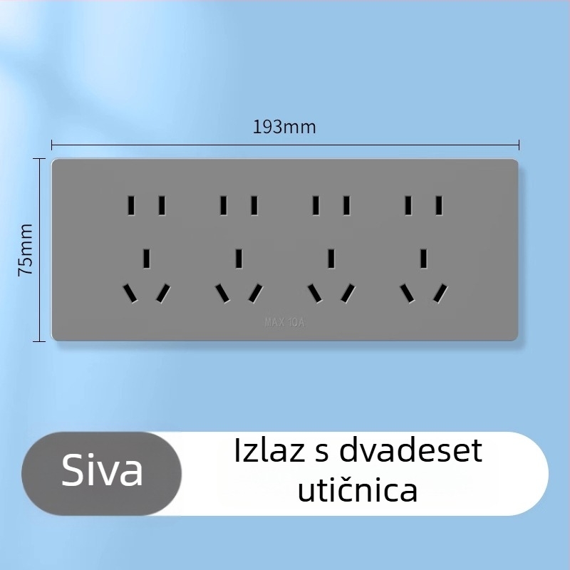 Tip 118 kombinirana prekidač i utičnica, zidni ugradbeni kuhinjski panel, ploča s više otvora (10/15/20 otvora), 10A