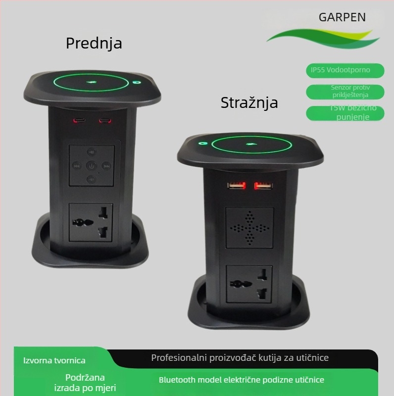 JF1598 Pametna električna podizna utičnica za stolni namještaj i kuhinjski otok, višenamjenska kabelska kutija A+C