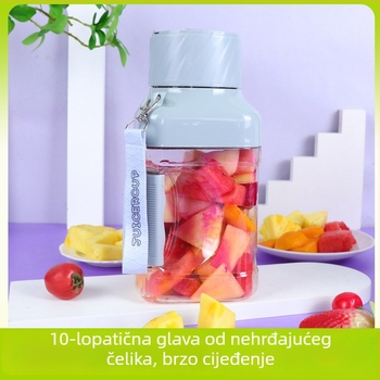Prijenosni sokovnik za voće i povrće, velik kapacitet 1000–1500 ml, USB punjenje, usitnjavanje leda
