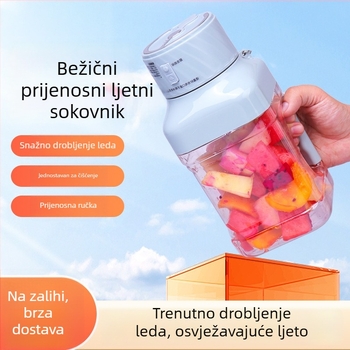 Prijenosni sokovnik za voće i povrće, velik kapacitet 1000–1500 ml, USB punjenje, usitnjavanje leda
