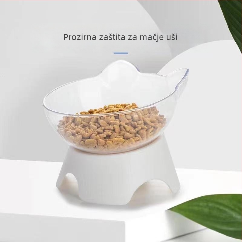 Prilagodljiva zdjela za mačke s nagibom otvora i dizajnom mačjih ušiju, plastična uzdignuta zdjela za vodu i hranu