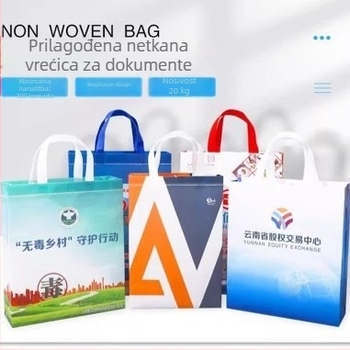 Torba od netkane tkanine s laminiranim tiskom, ekološka tote torba za promociju i treninge, s mogućnošću prilagođenog logotipa