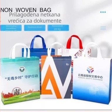 Torba od netkane tkanine s laminiranim tiskom, ekološka tote torba za promociju i treninge, s mogućnošću prilagođenog logotipa