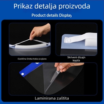 Prozirni vizir za zaštitu lica, jednokratni, anti zamagljivanje, za kuhanje i dim od ulja, otporan na prašinu i vodu