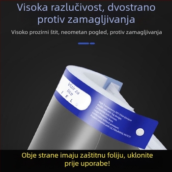 Prozirni vizir za zaštitu lica, jednokratni, anti zamagljivanje, za kuhanje i dim od ulja, otporan na prašinu i vodu