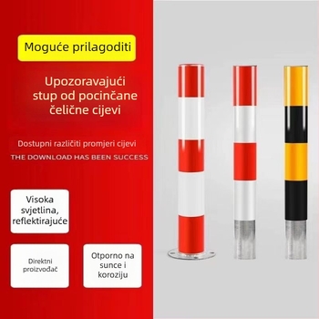 Upozoravajući stup od galvanizirane čelične cijevi s reflektirajućom folijom, visoka vidljivost