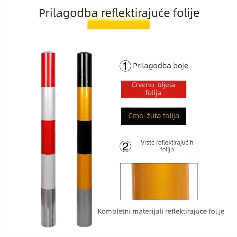 Upozoravajući stup od galvanizirane čelične cijevi s reflektirajućom folijom, visoka vidljivost