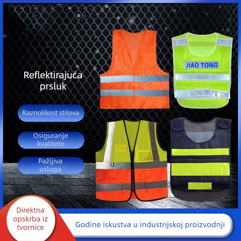 Vesta visoke vidljivosti s reflektirajućim trakama za cestogradnju, prilagođeno zaštitno odijelo za gradilišta, fluorescirajuće reflektirajuće veste za komunalne službe