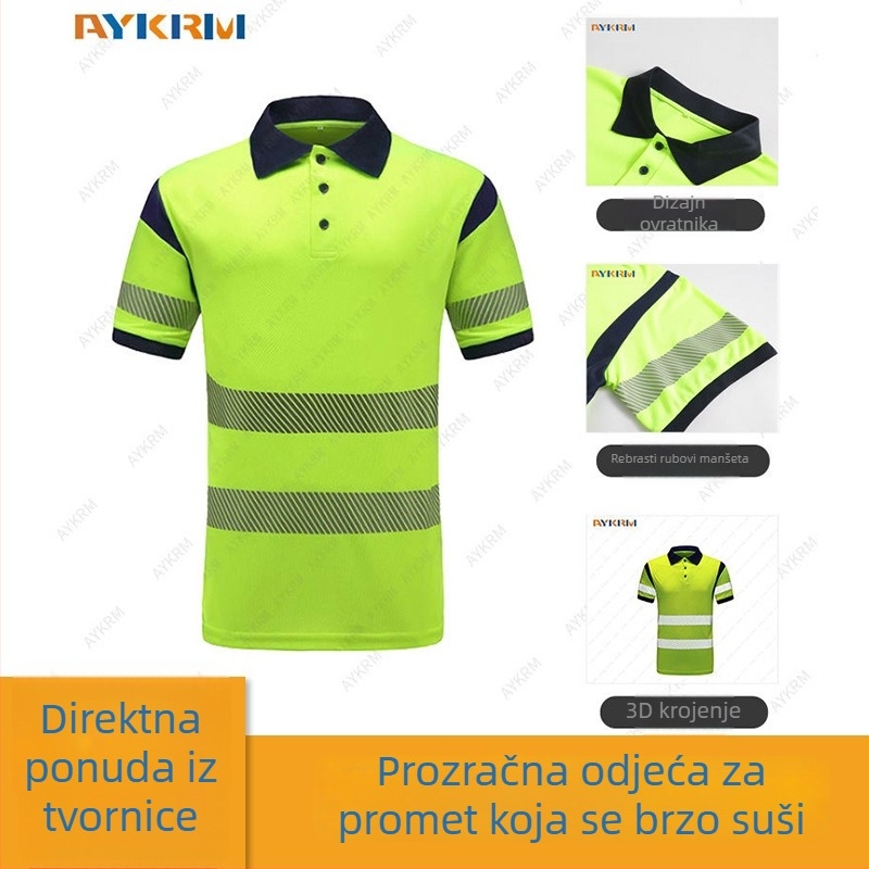 Ljetna prozračna polo majica za sigurnost u prometu s reflektirajućom trakom