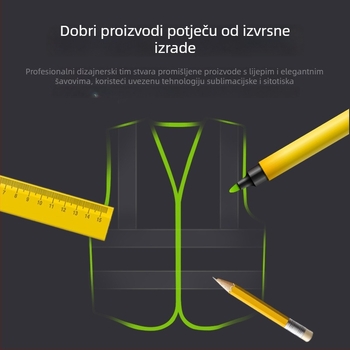 Reflektirajuća sigurnosna vest s više džepova za vožnju biciklom i građevinske radove, s mogućnošću ispisa teksta