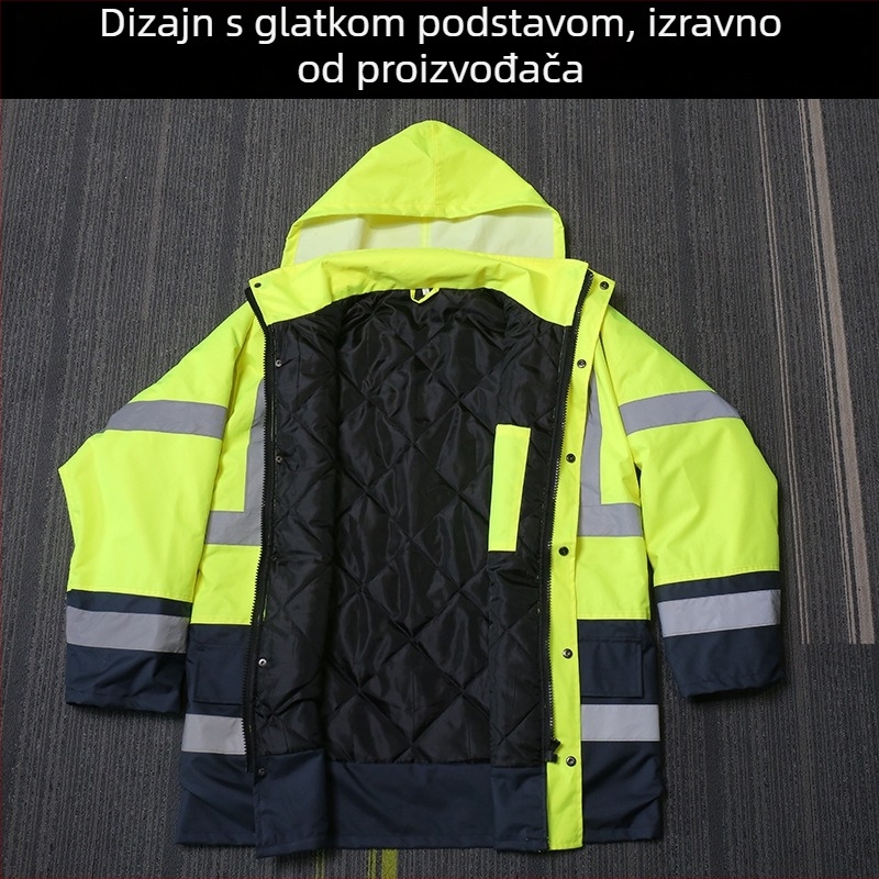 Prilagodljiva zimsku reflektirajuća kišna jakna s UV zaštitom za vanjsku službu i patrolu, 300D Oxford tkanina, model Yunyi003