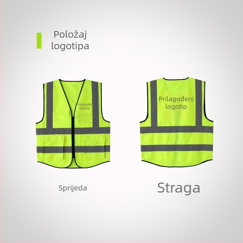 Reflektirajuća sigurnosna vest s više džepova za gradilišta i poslove čišćenja, fluoriscentsna