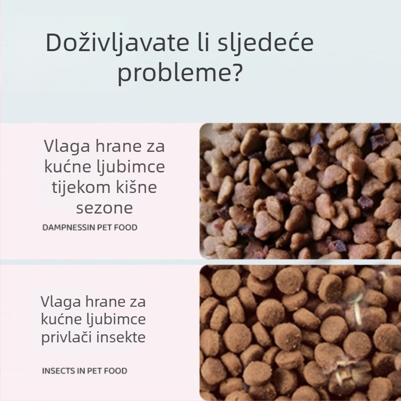 Desikant od diatomita za hranu za kućne ljubimce — zatvoren vakuumski spremnik za skladištenje hrane za mačke i pse, trake za kontrolu vlage