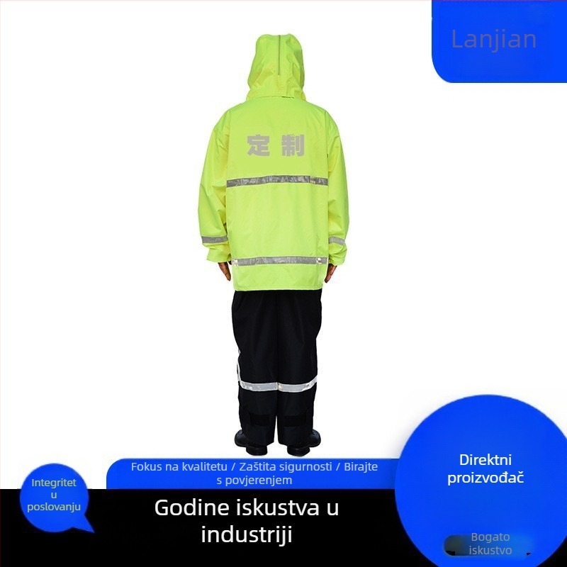 Kišna jakna i hlače od troje slojeva kompozitne tkanine, set s reflektirajućim detaljima