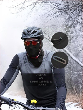 Maska za lice za skijanje s kapuljom, topla i prozračna, otporna na vjetar s fleec podlogom, unisex