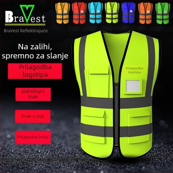 Građevinska reflektirajuća sigurnosna veste, prozračna, fluorescirajuća