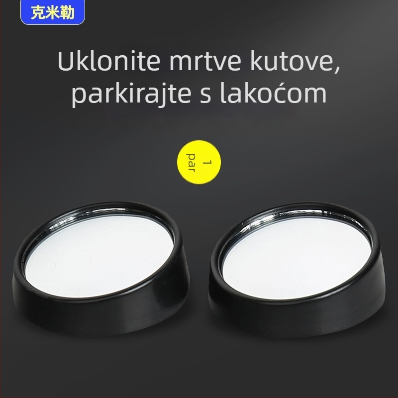 Set od dvije crne okrugle konveksne ogledala za stražnje gledanje, s 360° rotacijom, prilagodljivo