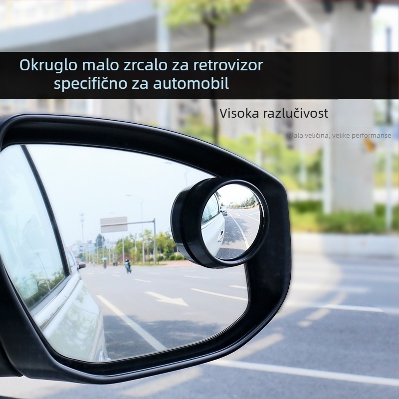Set od dvije crne okrugle konveksne ogledala za stražnje gledanje, s 360° rotacijom, prilagodljivo