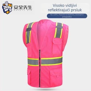 Reflektirajuća vesta s više džepova za gradilište i promet s otisnutim tekstom