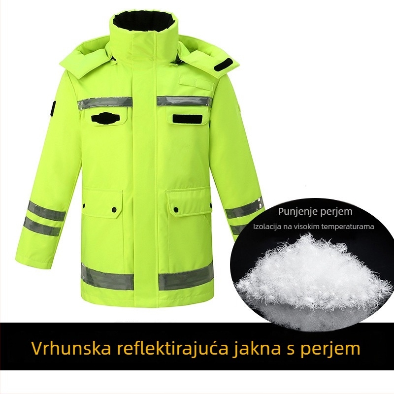 Zimska reflektirajuća pamučna jakna s izolacijom, sigurnosna odjeća za upozorenje, gornji dio uniforme, jakna prema nacionalnom standardu