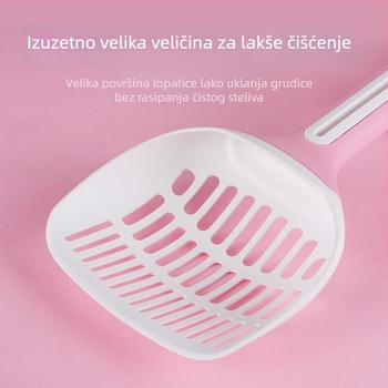 Veli lopatica za mačji stelj s dugim držalom i finim otvorima