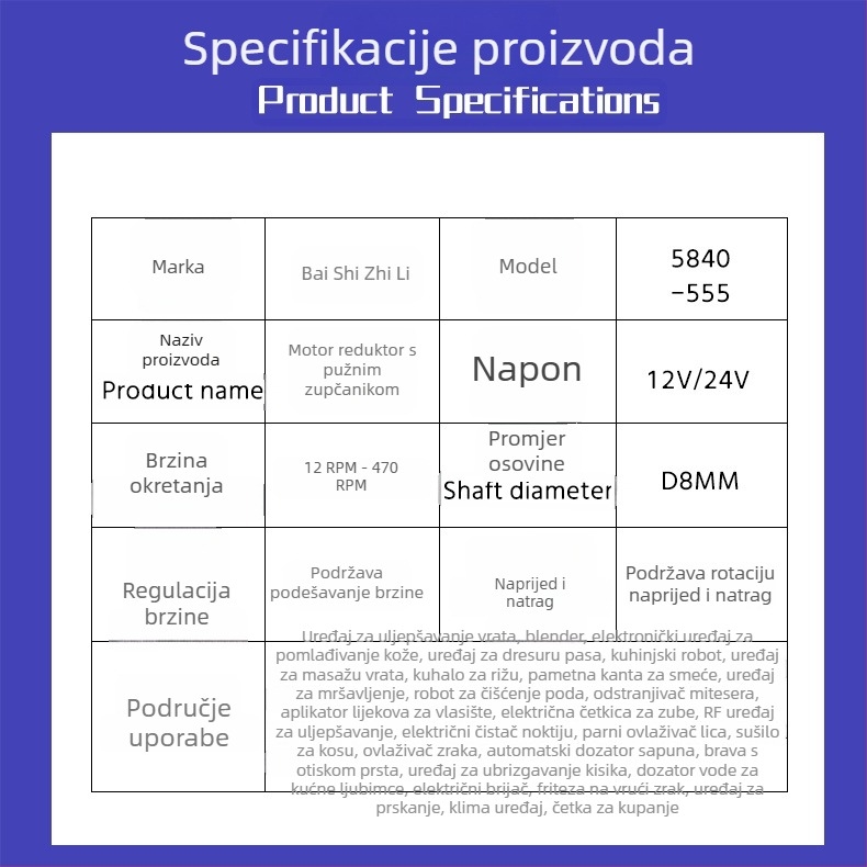 Mikro DC motor s reduktorom, samozaključujući vijčasti prijenos, za Gashapon i automate za prodaju