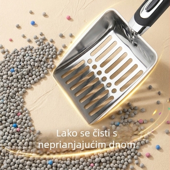 Velika nehrđajući čelična lopatica za mačji izmet s mrežom za bentonitni pijesak