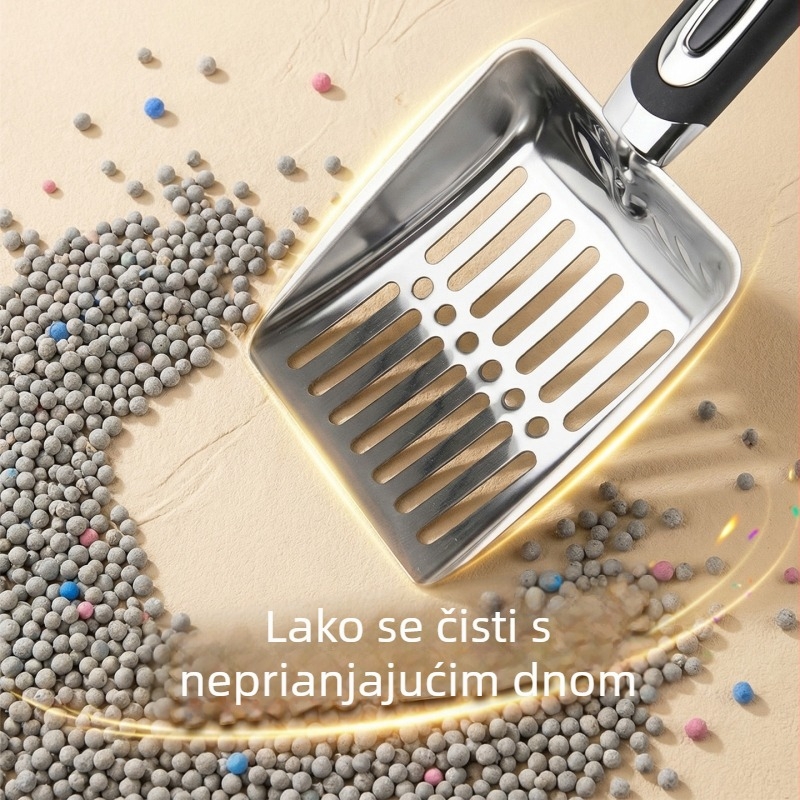Velika nehrđajući čelična lopatica za mačji izmet s mrežom za bentonitni pijesak