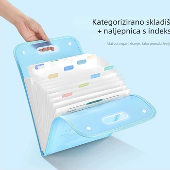 A4 uspravna akordeonska mapa s 13 pretinaca za dokumente, debeli PP materijal, prenosni organizator