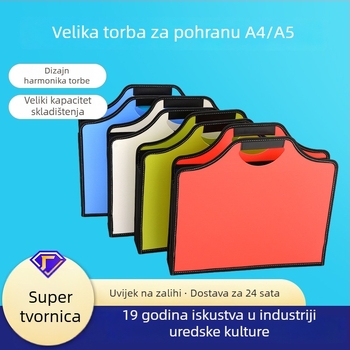 Torba za pohranu uredskih dokumenata A4/A5, debeli PP, velika kapaciteta, višeslojni akordeonski razdjelnik, ručno nošenje