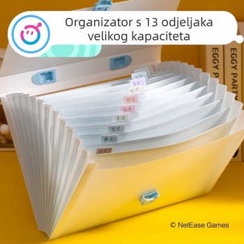 Deli DZ601 Horizontalni akordeonski organizator s 13 pretinaca za studentske testne radove, A4, plastični