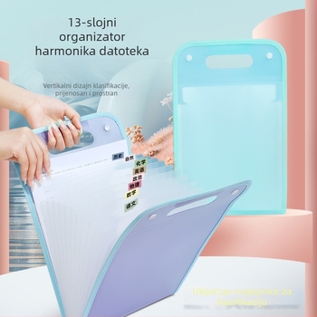 Prijenosna velika kapaciteta akordeonska mapa za učenike, A4 za dokumente i ispite