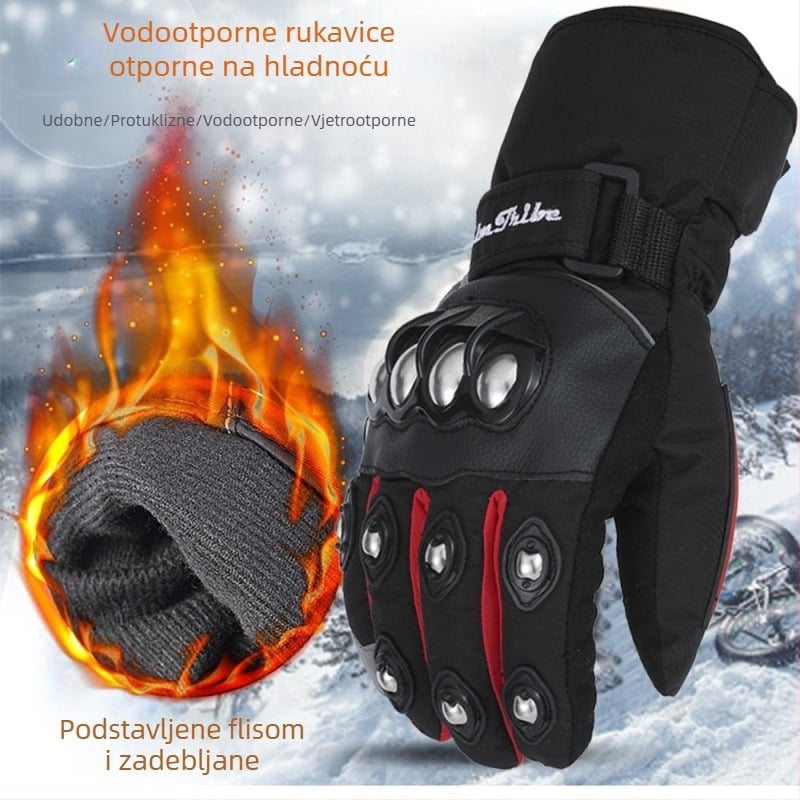 REALM TRIBE Unisex rukavice od polar fleece-a za motociklizam, vožnju biciklom i skijanje – tople, otporne na vjetar, vodootporne, debele, s zaslonom osjetljivim na dodir