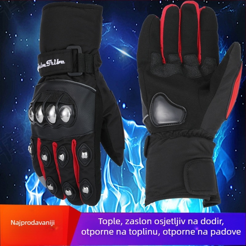 REALM TRIBE Unisex rukavice od polar fleece-a za motociklizam, vožnju biciklom i skijanje – tople, otporne na vjetar, vodootporne, debele, s zaslonom osjetljivim na dodir